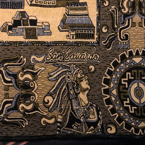 San Eduardo Mayan Aztec Calendar Woven Blanket Throw - Picture 5 of 6